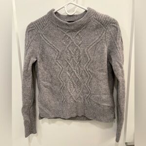 AQUA Heathered Grey Cashmere Cable Knit Sweater Size Small